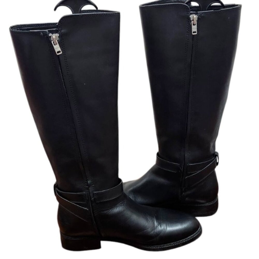 Women's COACH Black Walnut LEATHER Horse Carriage Equestrian Riding Knee Boots - Picture 6 of 15